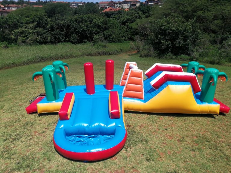Treasure Island Obstacle Jumping Castle with Slide - Rocket Rentals